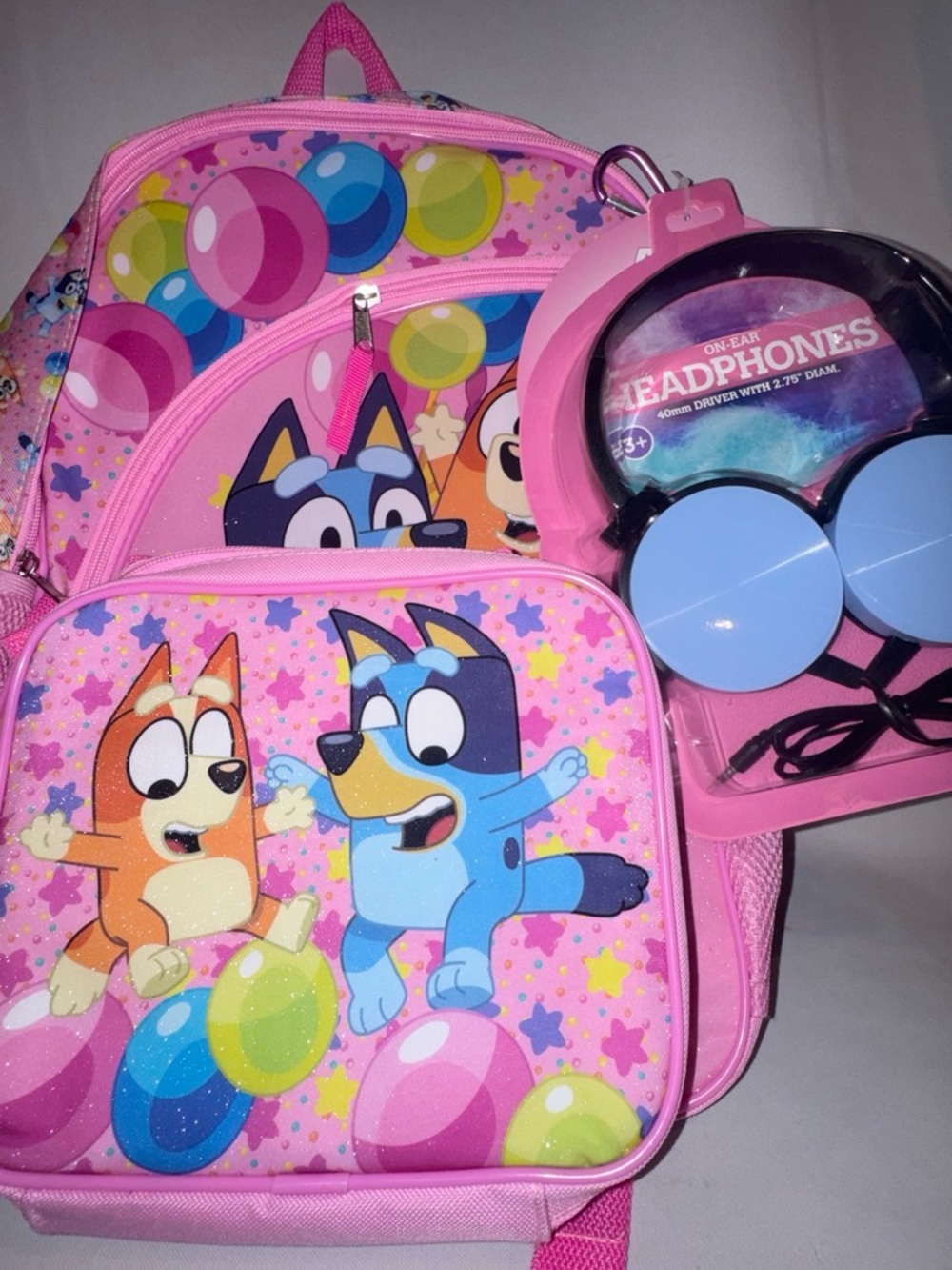 Bluey and Bingo Glitter 5-Piece School Backpack & Lunch Box Set